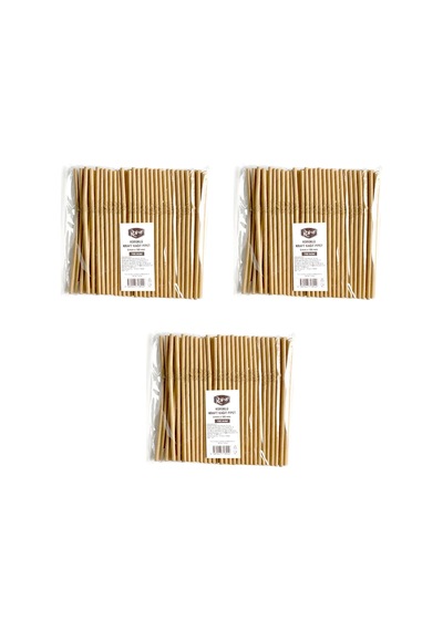 Roll-up Doğaya Dönüş Ekolojik Doğal Körüklü Kraft Kağıt Pipet 6 MM 3 x 100'lü 19.5 CM