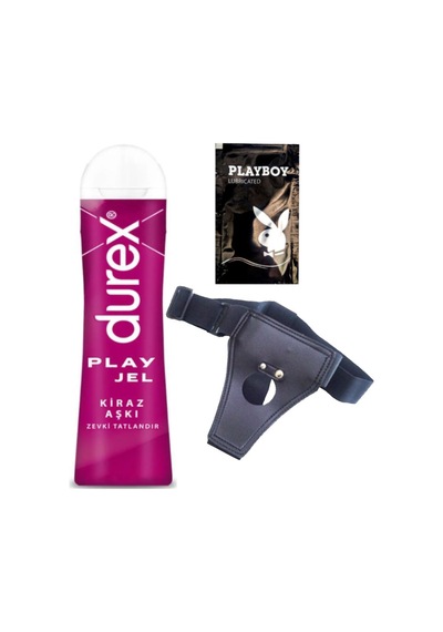 Durex Kiraz Aşkı 50 Ml Jel + Siyah Deri Strap-on Kemeri + Hediye