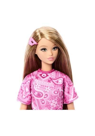 Barbie Fashionistas Damla Desenli Elbise JJN62