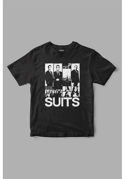 Suits " Harvey Specter " Baskılı Tişört Siyah