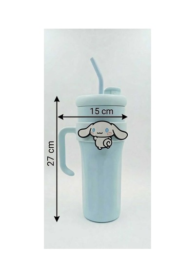 Cinnamoroll Karakter Figürlü Mavi Çelik Pipetli Termos