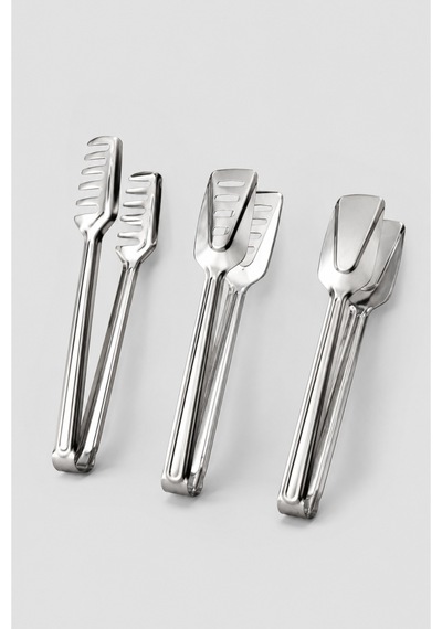 Marino 3 Lü Paslanmaz Çelik Servis Maşası Seti 23 Cm Makarna, Salata, Izgara, Ekmek Ve Açık Büfe İçin Metal Maşa