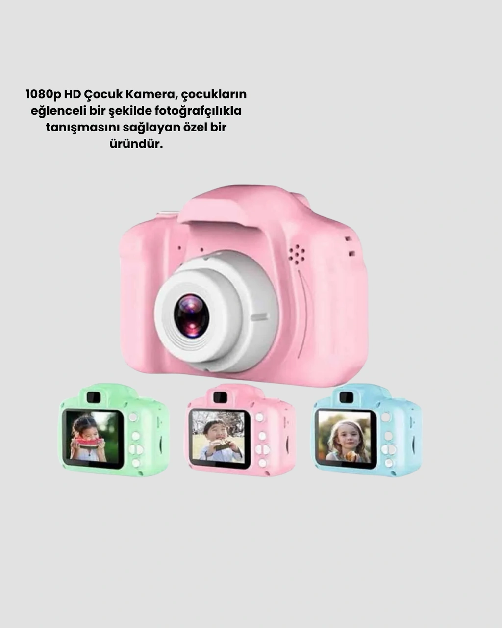 8mp Mini Çocuk Fotoğraf Makinesi Pembe Ses Kaydı Özellikli