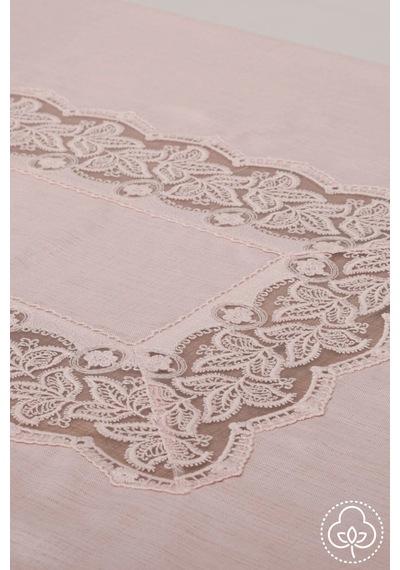 Beril Lüx Dantelli Keten Kumaş Pudra Masa Örtüsü 160x230 Cm - 1124 Çok Renkli
