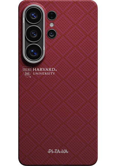Galaxy S26 Ultra Kılıf M-safe Uyumlu Aramid Fiber Pitaka Harvard University Serisi Kapak Kırmızı