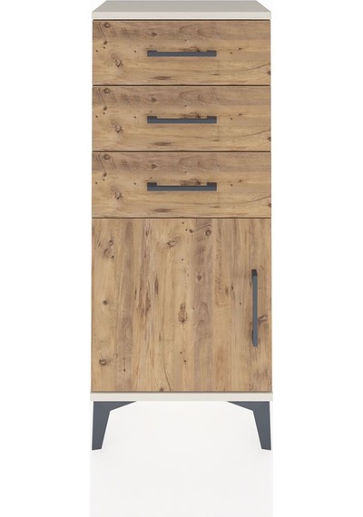 Arges Komodin Tek Raflı 3 Çekmeceli Tek Kapaklı 44x30x106 Aytaşı-çam Aytası