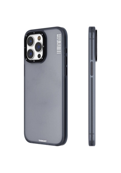 Apple Uyumlu iPhone 15 Pro Max Kılıf Buzlu Mat Tasarım Youngkit Colored Sand Serisi Kapak Siyah