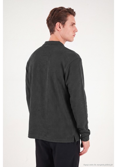 Buratti Pamuklu Düğmeli Polo Yaka Sweat Erkek Polo Yaka Sweat 5905838 Antrasit