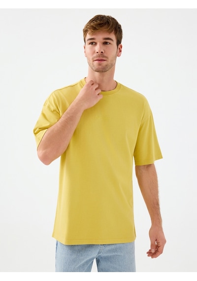 Oversize Fit Erkek Tshirt K.kol Dirty Yellow