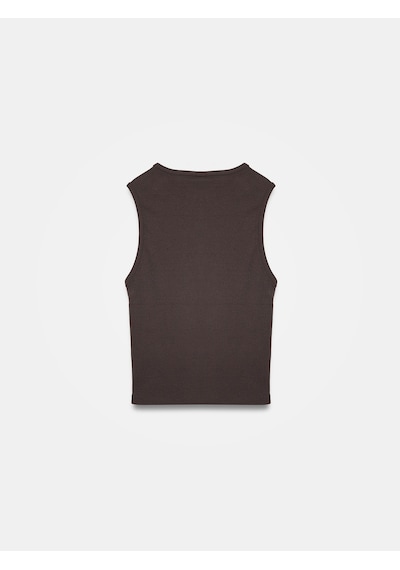 Dilvin 21005 Düğme Detaylı Crop Top-koyu Kahve