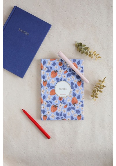 Çiçekli Bez Ciltli Defter / Çizgili Çok Renkli