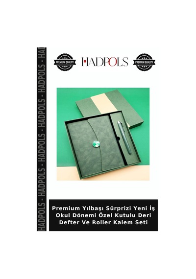 Premium Yılbaşı Sürprizi Yeni İş Okul Dönemi Özel Kutulu Deri Defter Ve Roller Kalem Seti Çok Renkli