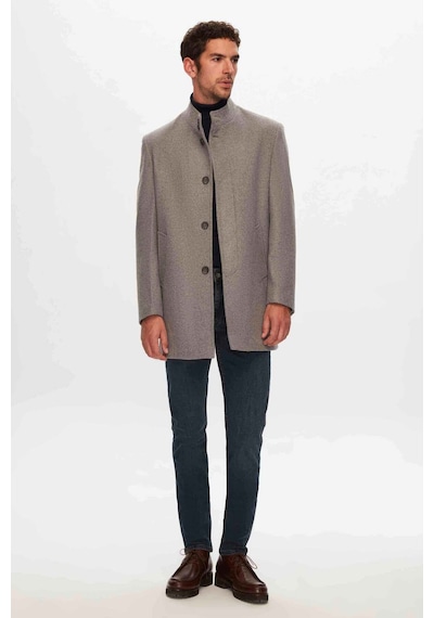 D's Damat Ds Damat Regular Fit Gri Hakim Yaka Kaşe Kaban 5HF08ORT10002 Gri