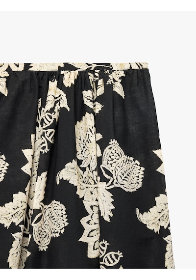 Koton Koton X Melis Ağazat - Keten Karışımlı A Kesim Floral Desenli Midi Etek Siyah Desenli 6sak70176ew Koton Koton X Melis Ağazat - Keten Karışımlı A Kesim Floral Desenli Midi Etek Siyah Desenli 6sak70176ew