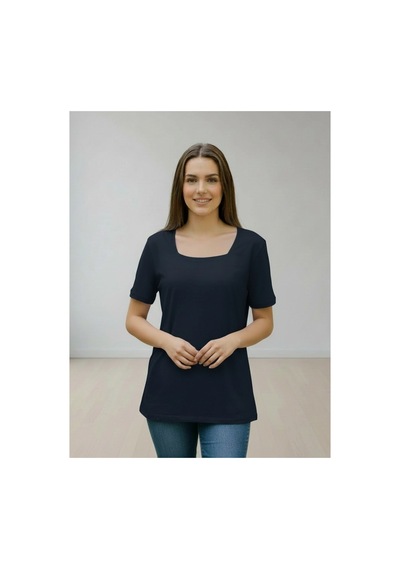 Lyvean Kare Yaka Oversıze Kısa Kollu Tshirt Lacivert