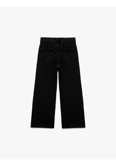 Koton Pamuklu Loose Fit Geniş Paça Denim Pantolon Siyah 7wkg40005ad