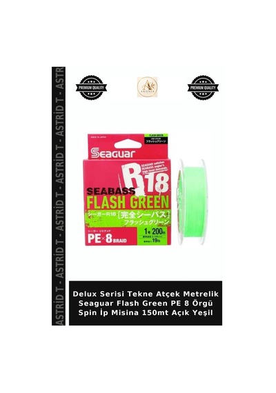 Delux Serisi Tekne Atçek Metrelik Seaguar Flash Green Pe 8 Örgü Spin İp Misina 150mt Açık Yeşil 0.6 PE