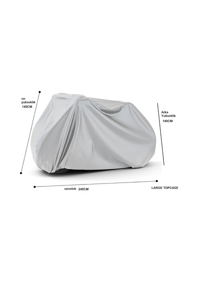 Motosiklet Brandası Su Geçirmez Motor Branda - Gri Large Topcase