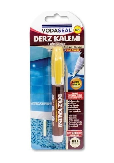 Vodaseal Çift Uçlu Su Bazlı Kokusuz Kalıcı Derz Kalemi Bej