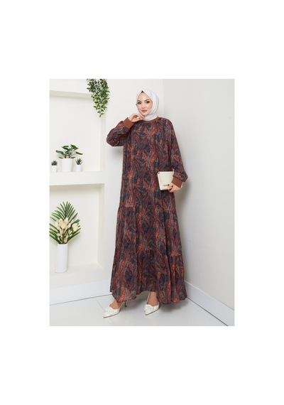 Hb Harma Time Butik Kadın Astarlı Kahverengi Şifon Şal Desen Elbise Kahverengi Kahverengi Hb Harma Time Butik Kadın Astarlı Kahverengi Şifon Şal Desen Elbise Kahverengi Kahverengi
