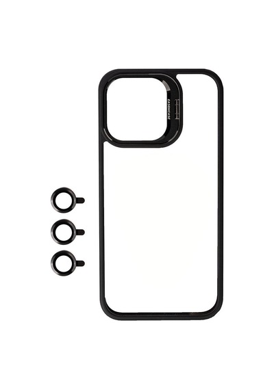 Apple Uyumlu iPhone 15 Pro Max Kılıf Kamera Lens Korumalı Standlı Zore Klon Lensli Kapak