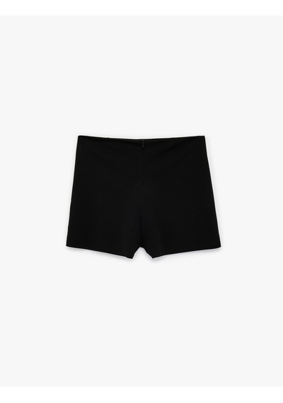 Koton Krep Scuba Kumaş Yırtmaçlı Mini Şort Etek Siyah 6sak10093ek