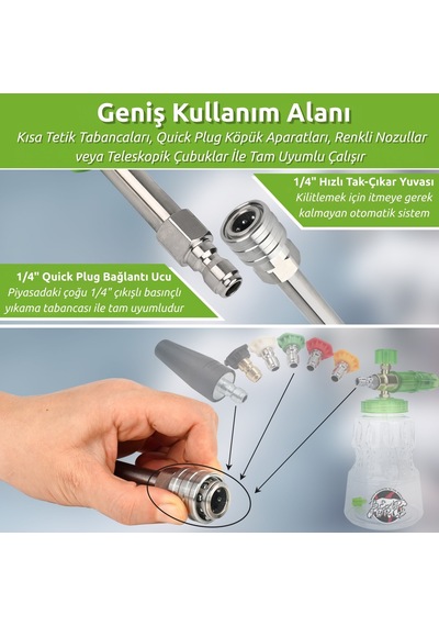 Robeve Bear Force Basınçlı Yıkama Uzatma Çubuğu 53 Cm - Paslanmaz Çelik - 1/4" Quick Plug Oto Yıkama Aparatı