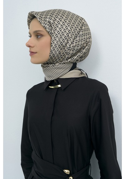 Armine Saf İpek Sura Eşarp-2026 İlkbahar-yaz- 950200d Siyah-Krem