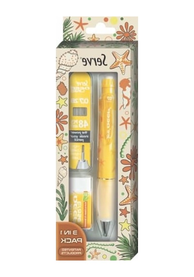 Doğa Desenli Kalem Ve Silgi Seti - 0.7 Mm, Hardal Sarısı
