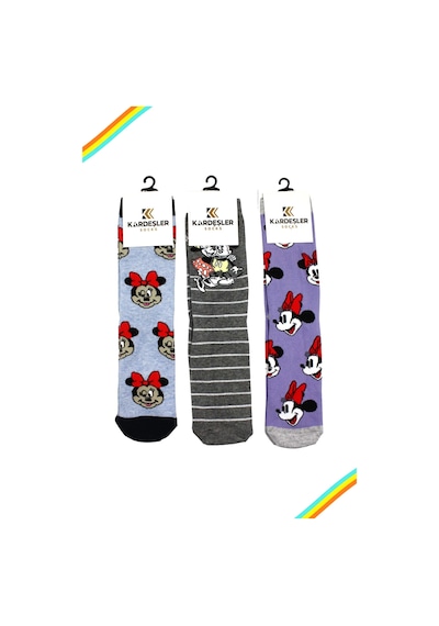 Kardeşler Çorap Unisex Renkli Karikatür Desenli Soket Uzun Çoraplar 3'lü Paket Çok Renkli - 252585080 Çok Renkli