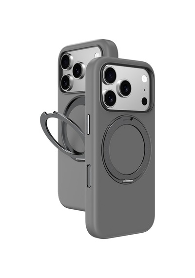 Apple Uyumlu iPhone 17 Pro Max Amazingthing Cloudie Magspin 360 Derece Standlı M-safe Kılıf Gri Gri