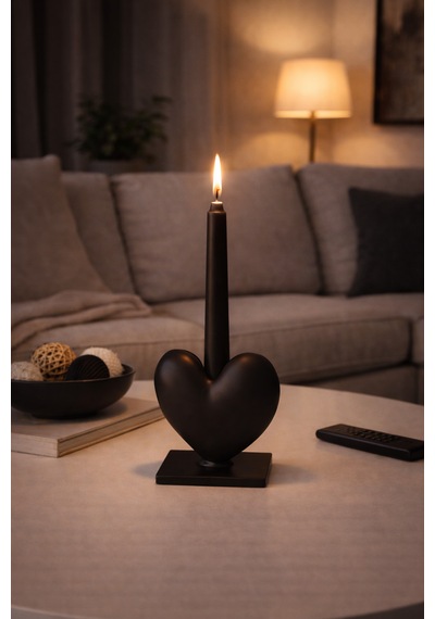 Dekoratif Kalpli Şamdan Romantik Mumluk Siyah