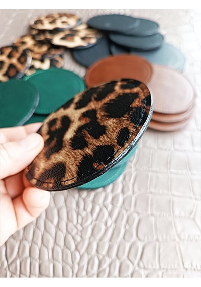Yuvarlak Bardak Altlığı Suni Deri Bardak Altı Leopar Desen 1 Ad Çok Renkli