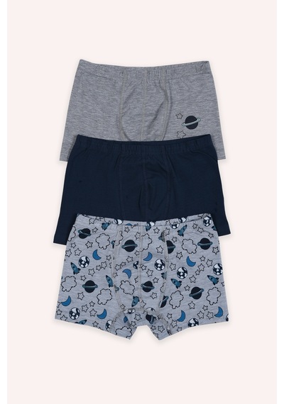 Panço Erkek Çocuk Uzay Desenli 3'lü Boxer Seti Renkli