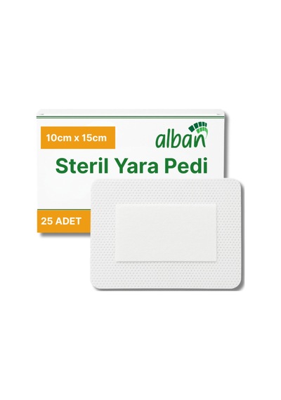 Steril Yara Pedi, Nonwowen 10cmx15cm Pansuman Yara Örtüsü, Steril Tekli Paketlerde 25li Kutuda