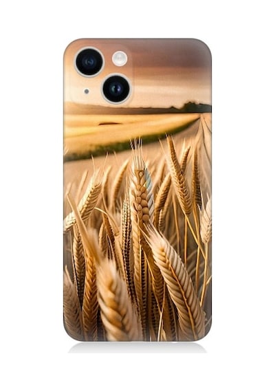 Apple Uyumlu iPhone 14 Buğday Başak Tarlası Desenli Silikon Kılıf