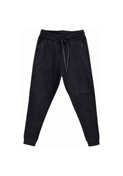 Plus Scorpion Erkek Slim Fit Eşofman Altı Pamuklu Kumaş, Fermuarlı Cepli, Rib Paça Siyah