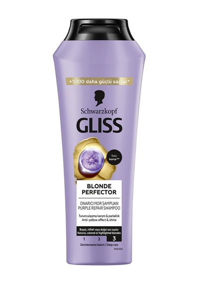 Gliss Blonde Perfector Onarıcı Mor Şampuan 250 Ml 3 Adet