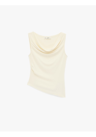 Koton Slim Fit Viskon Kolsuz Asimetrik Degaje Yaka Bluz Sarı 6sal30025ık Sarı