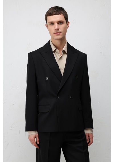 Antioch Relax Fit Kruvaze Erkek Blazer Ceket Siyah