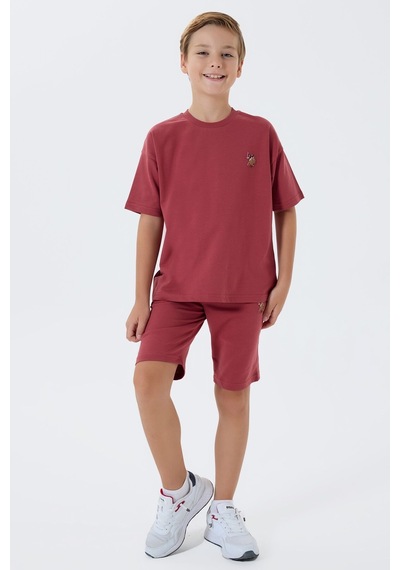 U.S. Polo Assn. Erkek Çocuk Bordo Bermuda Takım Bordo