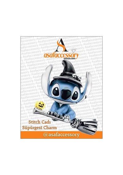 Stitch Cadı Süpürgesi Charm Gümüş