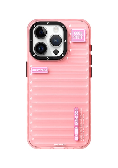Apple Uyumlu iPhone 15 Pro Kılıf Şeffaf Renkli Tasarım Youngkit Fluorite Serisi Kapak Pembe