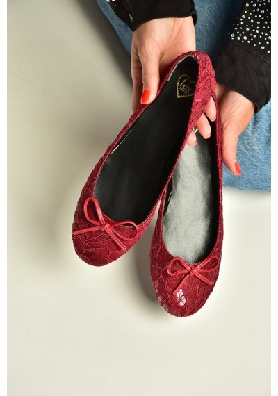 Fox Shoes Z726243404 Bordo Kumaş Kadın Babet