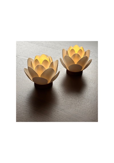 Lotus Çiçeği Tasarımlı Dekoratif Led Mumluk Tealight Beyaz