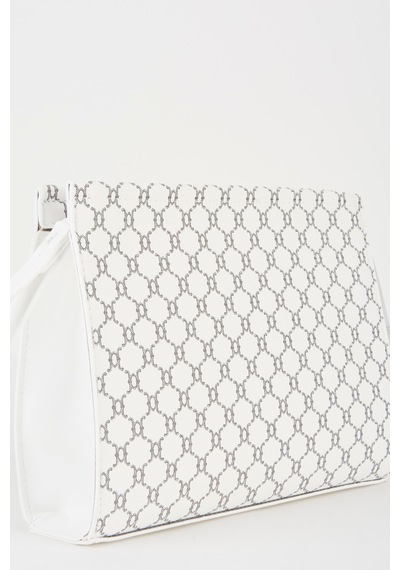 Vivaq Kadın Petunya Desenli Beyaz Astarlı Suni Deri Bilek Askılı Portföy El Ve Clutch Çanta