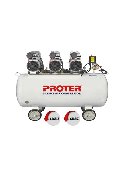 Proter 3 Hp 8 Bar 200 LT Monofaze Sessiz Yağsız Hava Kompresörü