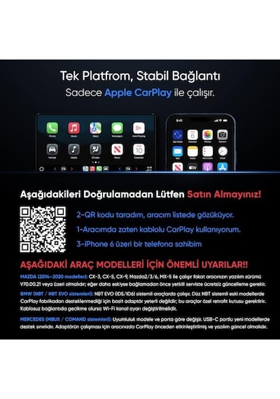 Minesk Drive-fi Pro Apple iPhone Uyumlu İçin Kablosuz Carplay Adaptörü/mobil Uygulama Desteği / 0.5 Saniye Düşük Gecikme/otomatik Bağlantı/arm - Cortex A7 İşlemci/otomatik Araç Tanıma