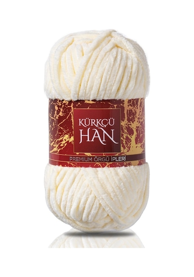 Kürkçü Han Kadife 100 G 95 M Örgü İpi Khkad Krem