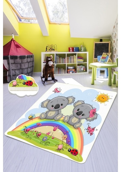 Raınbow Elephants 100X200 Cm Çocuk Ve Bebek Halısı Çok Renkli